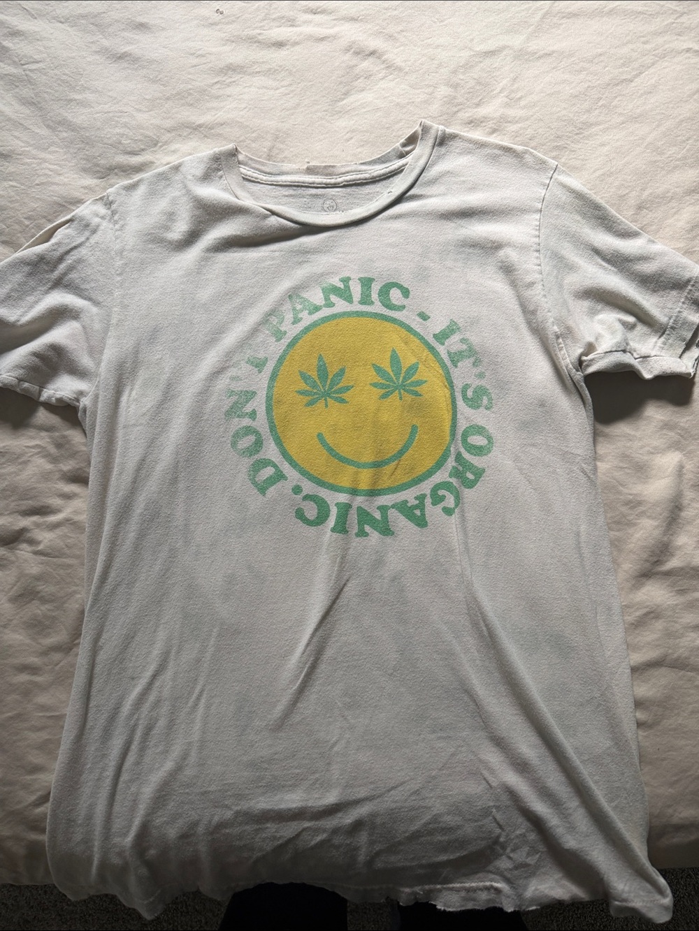 Graphic Smiley Tee with Green & Yellow Print